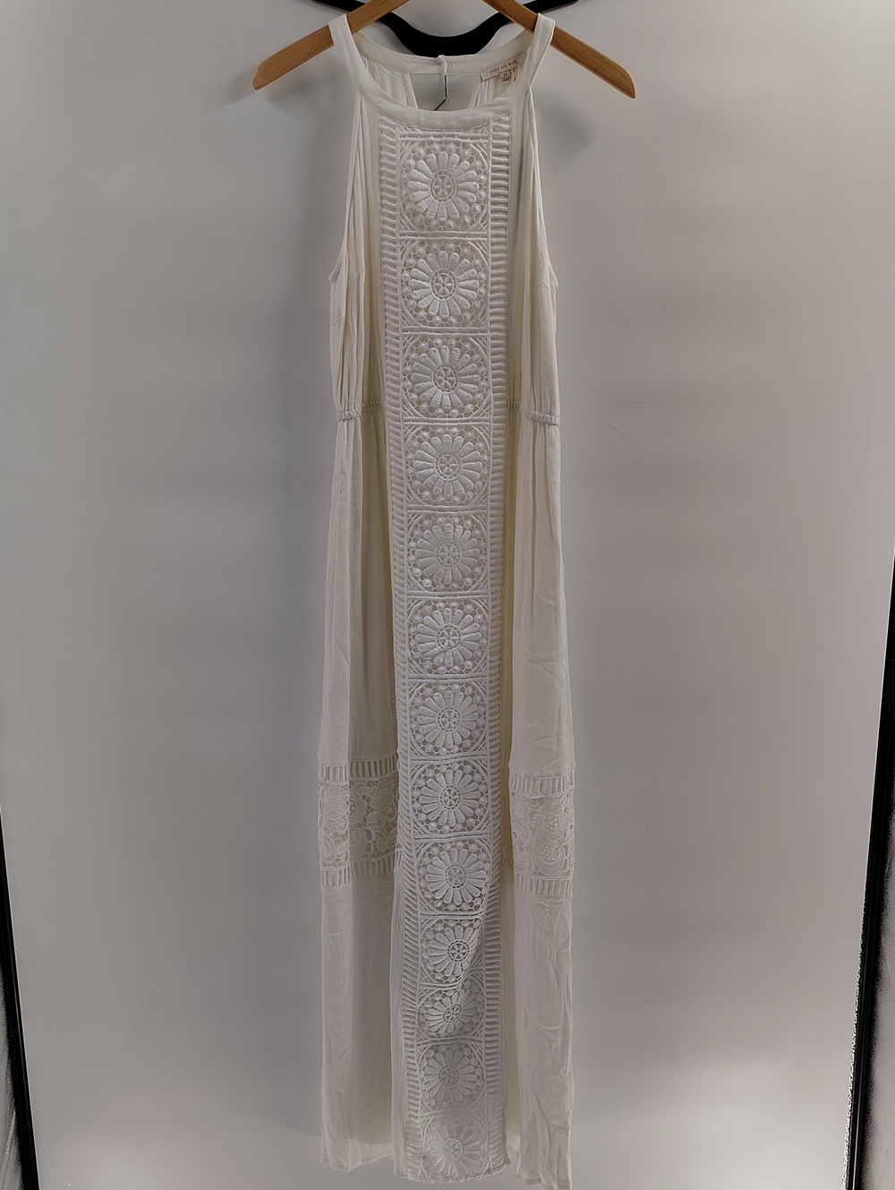 Skies Are Blue White Maxi Halter Dress Medium Beach Rayon Blend NWT